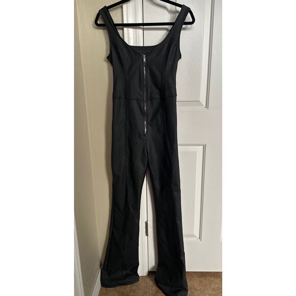 Freddy WRUP Faux Leather Jumpsuit‎ High Waisted Flare Black Small - Picture 2 of 10